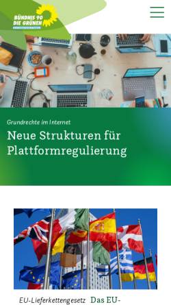 Vorschau der mobilen Webseite www.gruene-bundestag.de, Bündnis 90/Die Grünen, Bundestagsfraktion