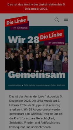 Vorschau der mobilen Webseite www.linksfraktion.de, Die Linke. im Bundestag