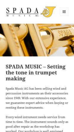 Vorschau der mobilen Webseite www.spada-music.ch, Spada Music AG