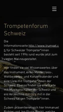 Vorschau der mobilen Webseite www.trumpet.ch, Trompetenforum Schweiz