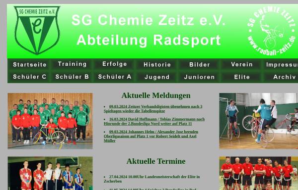 Vorschau von www.radball-zeitz.de, Radball-Gruppe der SG Chemie Zeitz