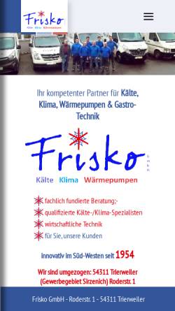 Vorschau der mobilen Webseite www.frisko.de, Frisko kälte & design GmbH