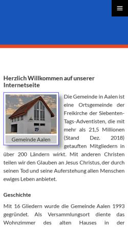Vorschau der mobilen Webseite sta-aalen.de, Adventgemeinde der Siebenten-Tags-Adventisten