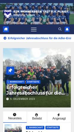 Vorschau der mobilen Webseite djkplaidt.de, DJK Plaidt - Fußball