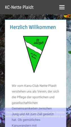 Vorschau der mobilen Webseite kc-nette.de, Kanu Club Nette Plaidt