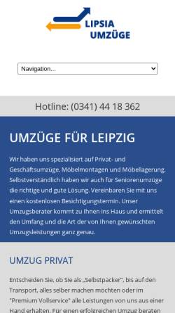 Vorschau der mobilen Webseite lipsia-umzuege.de, Lipsia Umzüge