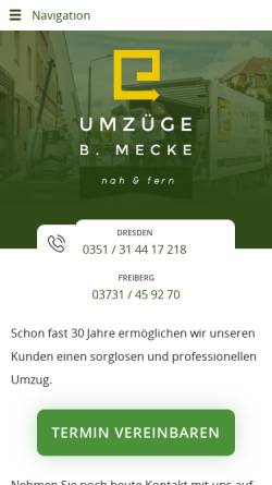 Vorschau der mobilen Webseite www.umzuege-mecke.de, Umzüge B. Mecke