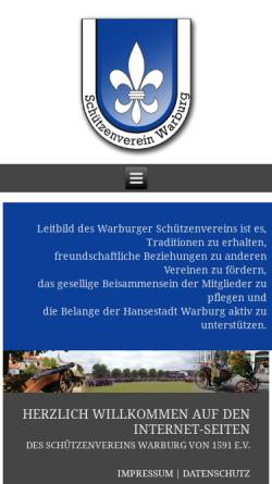 Vorschau der mobilen Webseite www.schuetzenverein-warburg.de, Schützenverein Warburg von 1591 e.V.