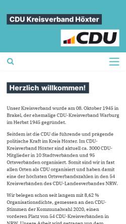 Vorschau der mobilen Webseite www.kreiscdu.de, CDU-Kreisverband Höxter