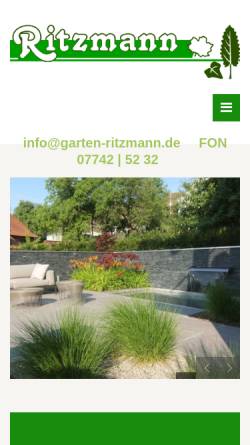 Vorschau der mobilen Webseite www.garten-ritzmann.de, Garten und Landschaftsbau Ritzmann