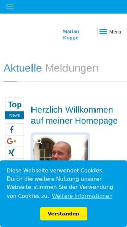 Vorschau der mobilen Webseite www.mariankoppe.de, Koppe, Marian (MdL)