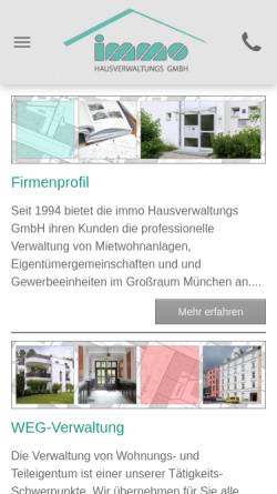 Vorschau der mobilen Webseite www.immo-hv.de, Immo Hausverwaltungs- und Vermögensanlagenvermittlungs GmbH