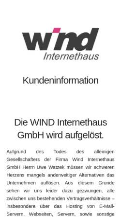 Vorschau der mobilen Webseite www.windinternethaus.de, Wind Internethaus GmbH