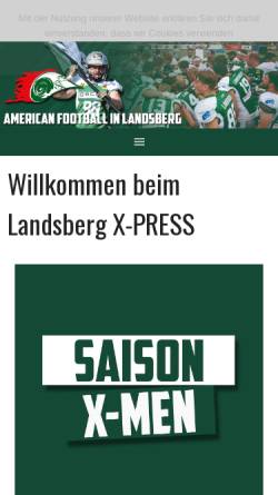 Vorschau der mobilen Webseite www.landsbergx-press.de, American Football Club Landsberg 2007 e. V.