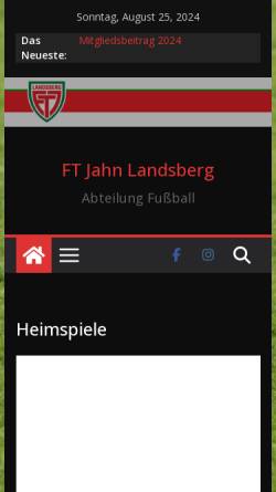 Vorschau der mobilen Webseite www.ftjahn-fussball.de, FT Jahn Landsberg