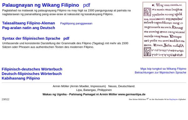 Vorschau von www.germanlipa.de, Filipino Syntax Tagalog