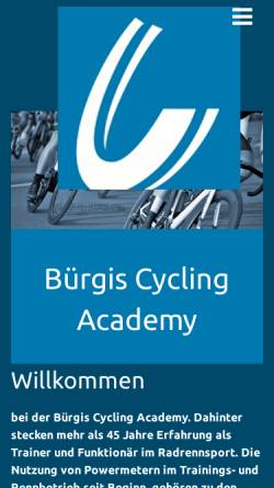 Vorschau der mobilen Webseite www.bca-cycling.ch, Bürgis Cycling Academy GmbH