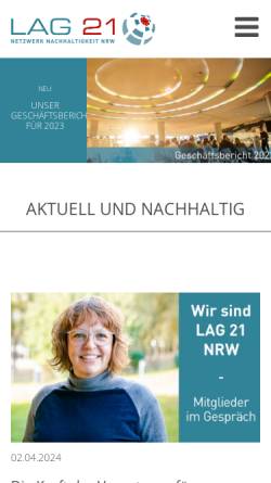 Vorschau der mobilen Webseite www.lag21.de, Landesarbeitsgemeinschaft Agenda 21 NRW e.V. (LAG 21)