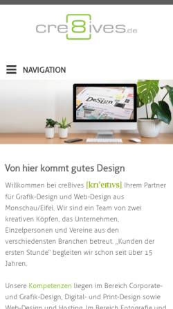 Vorschau der mobilen Webseite www.cre8ives.de, Cre8ives.de Webdesign & Grafik Design