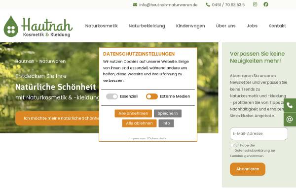Vorschau von www.hautnah-naturwaren.de, Hautnah Grantz und Landgraff GbR