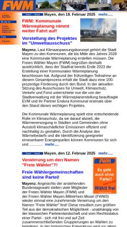 Vorschau der mobilen Webseite www.fwm-mayen.de, Freie Wähler Mayen