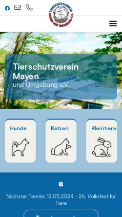Vorschau der mobilen Webseite www.tierschutzverein-mayen.de, Tierheim Mayen