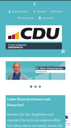 Vorschau der mobilen Webseite www.cdu-andernach.de, CDU Stadtverband Andernach