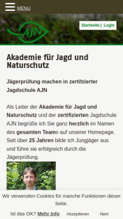 Vorschau der mobilen Webseite www.jagdschule-ajn.de, Jagdschule AJN Saarland