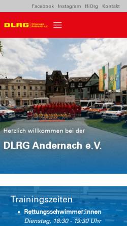 Vorschau der mobilen Webseite andernach.dlrg.de, DLRG Andernach e.V.