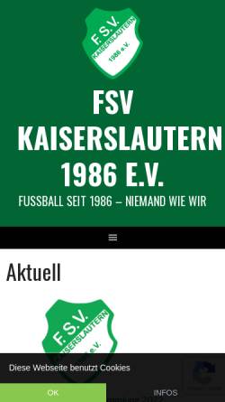 Vorschau der mobilen Webseite www.fsv-kl.de, FSV Kaiserslautern 1986 e.V.