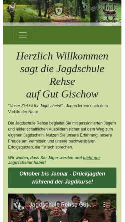 Vorschau der mobilen Webseite www.jagdschule-rehse.de, Jagdschule Rehse auf Gut Gischow