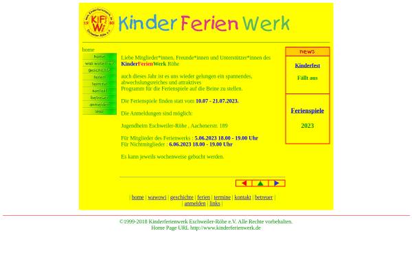 Vorschau von www.kinderferienwerk.de, Kinderferien- und -freizeitwerk Eschweiler-Röhe e.V.