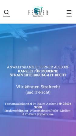 Vorschau der mobilen Webseite www.ferner-alsdorf.de, Anwaltskanzlei Ferner Alsdorf