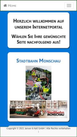 Vorschau der mobilen Webseite www.jansen-kell.de, Stadtbahn Monschau