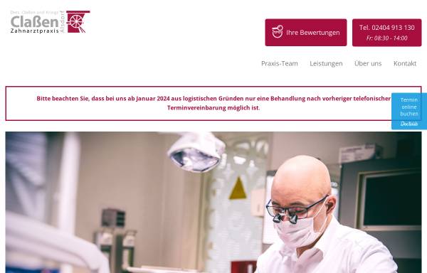 Vorschau von www.dr-classen.de, Christian Claßen & Dr. Katja Claßen, Zahnarztpraxis