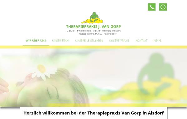 Vorschau von www.vangorp.de, Johan Van Gorp, Praxis für Krankengymnastik und Osteopathie