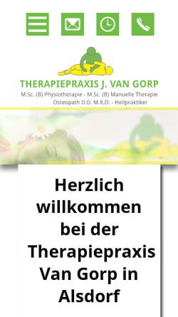 Vorschau der mobilen Webseite www.vangorp.de, Johan Van Gorp, Praxis für Krankengymnastik und Osteopathie