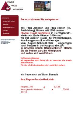 Vorschau der mobilen Webseite www.physio-vital.info, Physio-Praxis Merkstein, Inhaber G. Janssen und J. Rutten