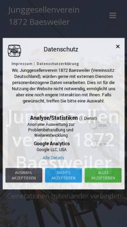 Vorschau der mobilen Webseite jvb1872.de, Junggesellenverein 1872 Baesweiler