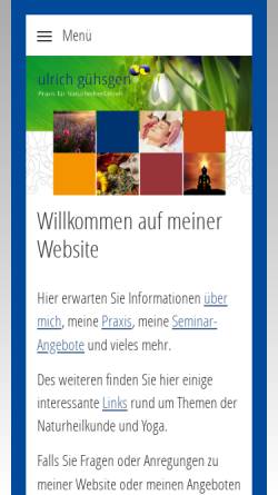 Vorschau der mobilen Webseite www.guehsgen.de, Ulrich Gühsgen, Praxis für Naturheilkunde, Entspannungstechniken und Kinesiologie