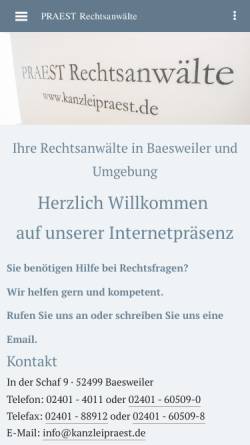Vorschau der mobilen Webseite www.kanzleipraest.de, Anwaltskanzlei Praest
