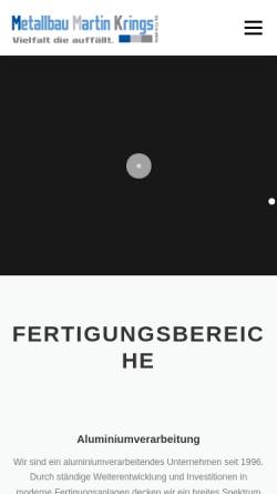 Vorschau der mobilen Webseite metallbau-krings.de, Metallbau Martin Krings GmbH & Co. KG