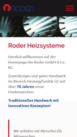 Vorschau der mobilen Webseite www.roder-monschau.de, Roder GmbH & Co. KG