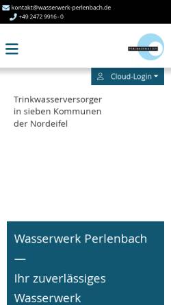 Vorschau der mobilen Webseite www.wasserwerk-perlenbach.de, Wasserversorgungszweckverband Perlenbach