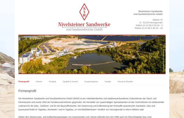 Vorschau von www.nivelstein.de, Nivelsteiner Sandwerke und Sandsteinbrüche GmbH (NSW)