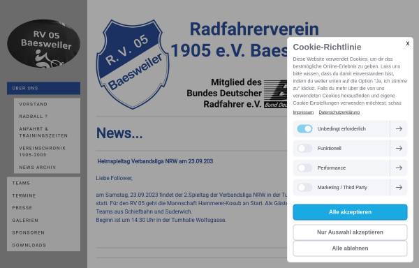 Vorschau von www.rv05.de, Radfahrerverein 1905 Baesweiler e. V.