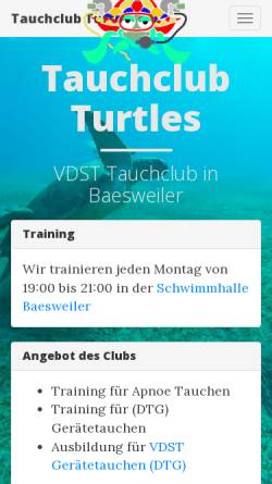 Vorschau der mobilen Webseite www.tauchclub-turtles.de, Tauchclub Turtles Baesweiler e.V.
