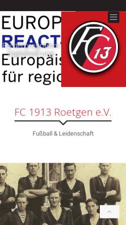 Vorschau der mobilen Webseite www.fc13.de, Fußball-Club 1913 Roetgen e.V.