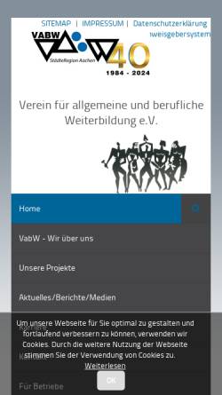 Vorschau der mobilen Webseite www.vabw.de, Verein für allgemeine und berufliche Weiterbildung e. V.