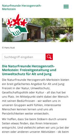 Vorschau der mobilen Webseite www.naturfreunde-merkstein.de, Die Naturfreunde, Ortsgruppe Herzogenrath-Merkstein e.V.
